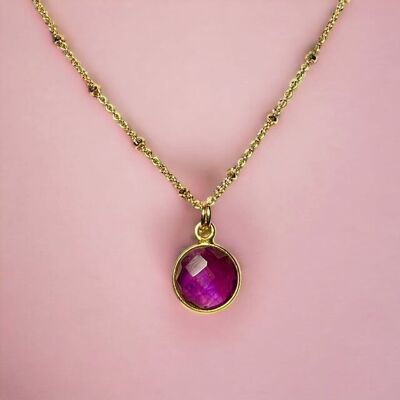 Fine gold-plated "LINDA" pendant in Amethyst