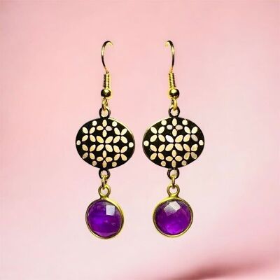 Fine gold “HANNAH” earrings in Amethyst