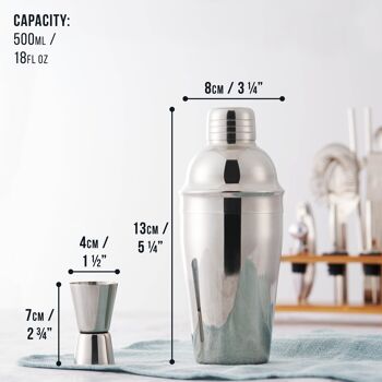Kit de fabrication de shaker à cocktail haut de gamme avec support en bois et livre de recettes 5