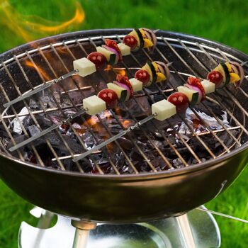 20 brochettes métalliques réutilisables pour barbecue en acier inoxydable, 35 cm - brochettes plates pour barbecue avec rangement 2