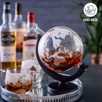 Coffret cadeau Globe Decanter avec verres, pierres à whisky, pinces à glace et bouchon en verre 8