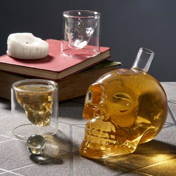 Carafe et verres à tête de mort, coffret cadeau distributeur de vin et de whisky 5