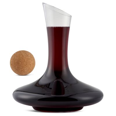 Coffret cadeau carafe à vin haut de gamme, sans plomb, aérateur soufflé à la main avec support, bouchon en liège et accessoires de perles de nettoyage 1800 ml