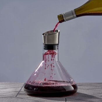 Décanteur à vin rouge, 1,5 litre, coffret cadeau carafe avec filtre aérateur et accessoires de nettoyage 4