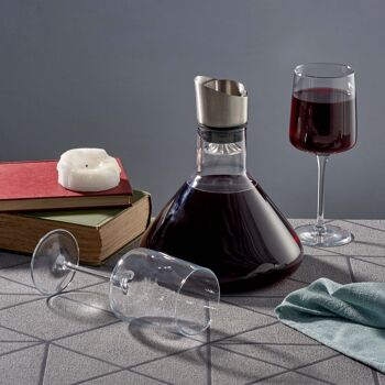 Décanteur à vin rouge, 1,5 litre, coffret cadeau carafe avec filtre aérateur et accessoires de nettoyage 6