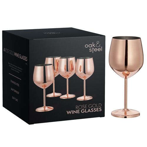 Stainless Steel Wine Glasses (2) - Rose Gold – Holiday Decor