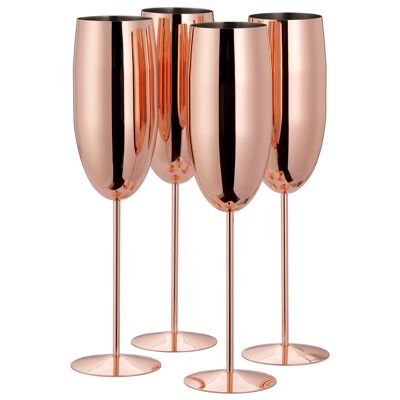 Flute da champagne in acciaio inossidabile rame oro rosa, set regalo infrangibile per occhiali da festa -285 ml