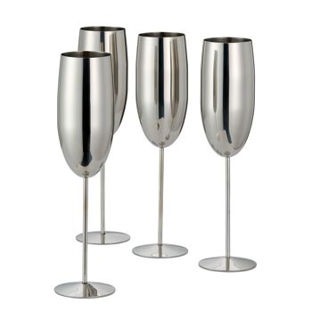 Coffret cadeau 4 flûtes à champagne en argent, verres de fête incassables, 285 ml 2