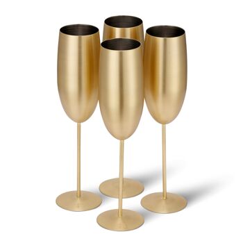 Coffret cadeau 4 flûtes à champagne dorées - Verres de fête incassables, 285 ml 2