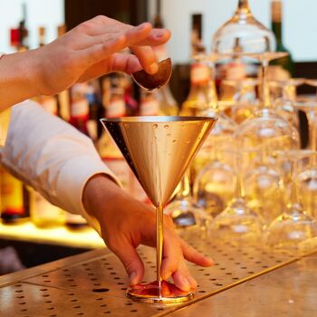 4 Verres à Cocktail Martini en Acier Inoxydable, Cuivre Or Rose, 460 ml - Coffret Cadeau 4