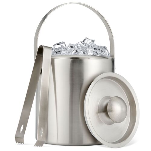 Premium Stainless Steel Ice Bucket with Lid & Tongs - 2 Litre