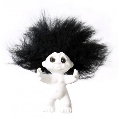 Cheveux blancs/noirs, 9 cm, troll Goodluck