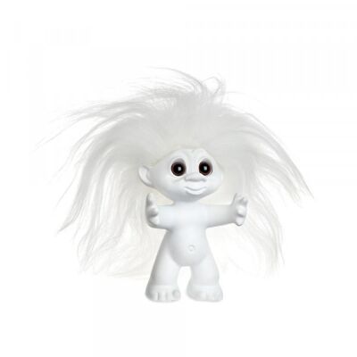 Matte white/white hair 9 cm, Goodluck troll