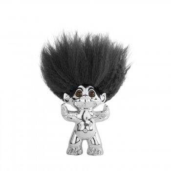 Chrome/Cheveux noirs, 9 cm, troll Goodluck 1