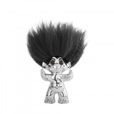 Chrome/Cheveux noirs, 9 cm, troll Goodluck
