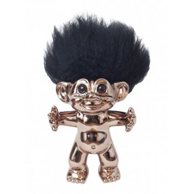 Cheveux bronze/noir, 15 cm, troll Goodluck