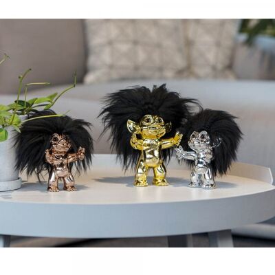 Laiton/cheveux noirs, 15 cm, troll Goodluck