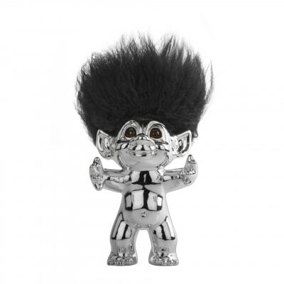 Cromo/pelo negro, 12 cm, Goodluck troll