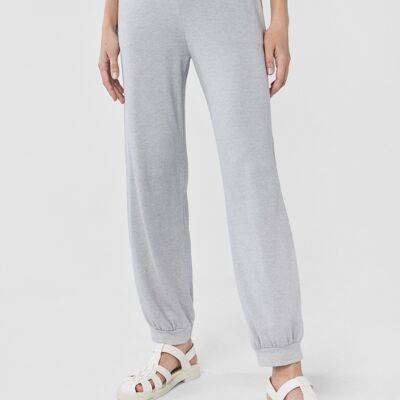 BRIGITTE Italian Knit Jogger Style Trousers in Gray