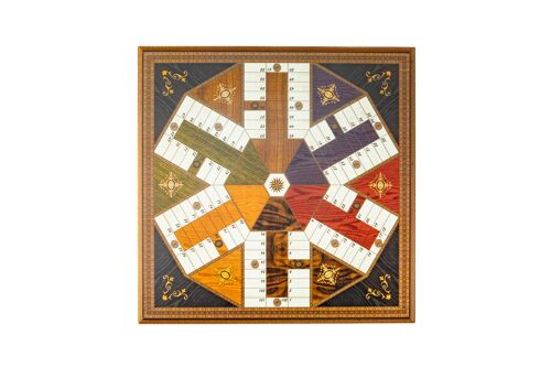 Wooden parcheesi game for 6 players