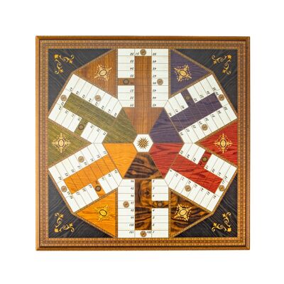 Wooden parcheesi game for 6 players
