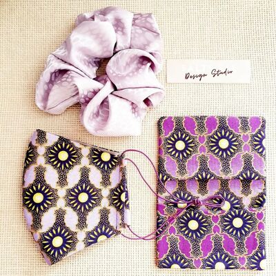 Purple Mask, Scrunchie & Card Wallet Gift Set