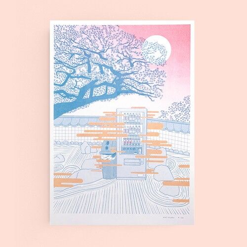 A3 Riso print Tranquility
