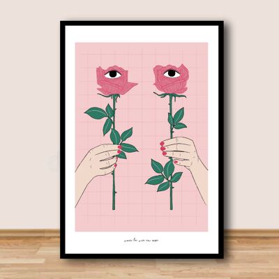 Póster A4 - Ver la vida en rosa / rosa