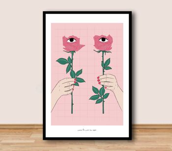 Affiche A4  -  Voir la vie en rose / rose