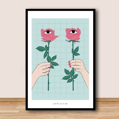 Affiche A4  -  Voir la vie en rose / vert d'eau