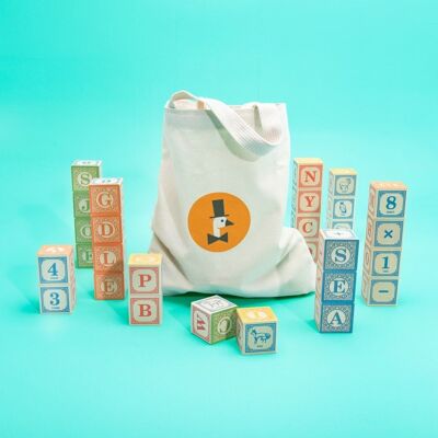 Blocchi ABC classici di Uncle Goose con borsa di tela