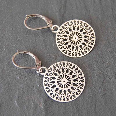 Minimalist earrings hooks sleepers stainless steel, filigree print