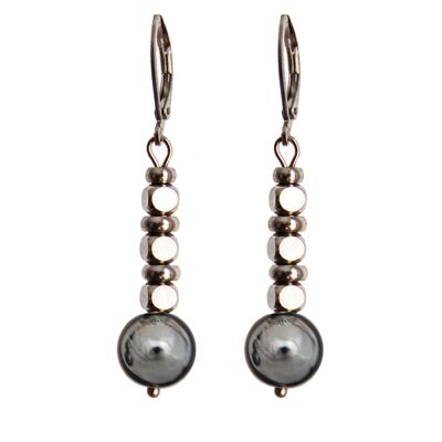 Hematite earrings, stainless steel sleepers