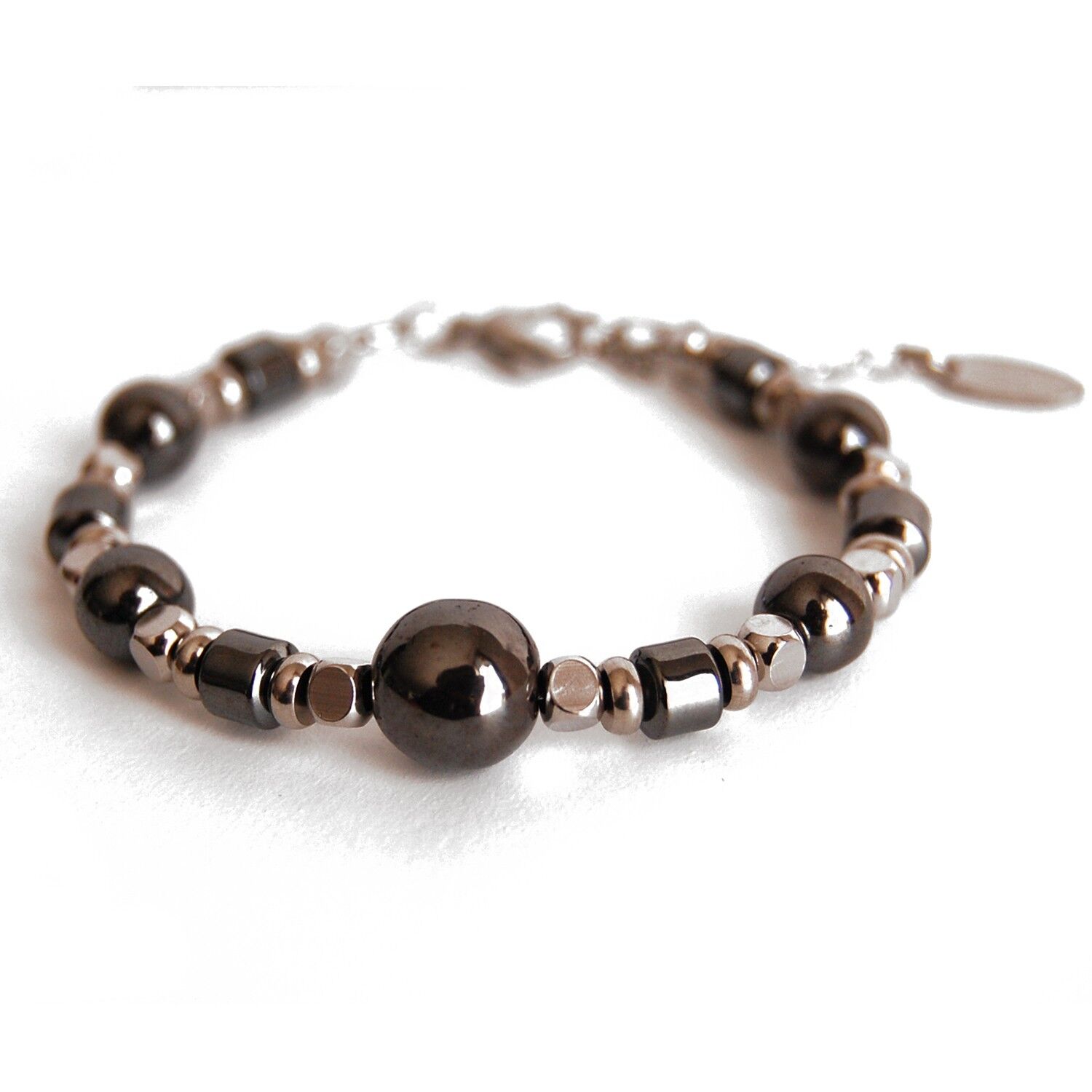 Armband aus Hämatit, Edelstahl