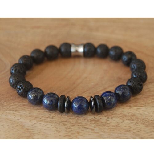 Bracelet lapis lazuli, pierre de lave