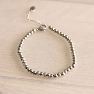 SA816 - Bracelet perlé en acier - argent