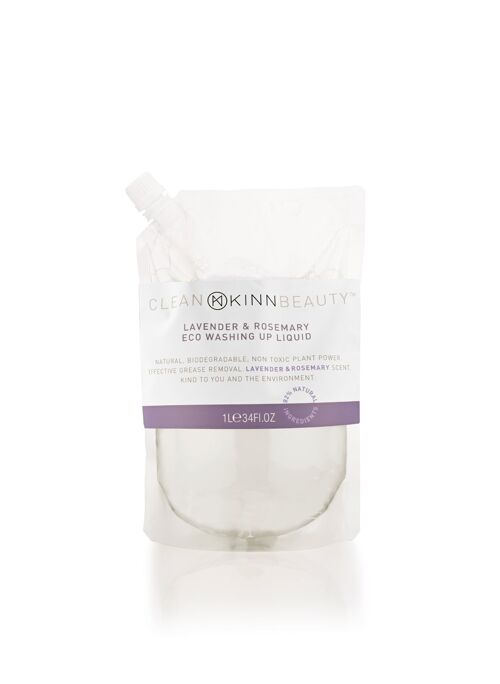 KINN ECO-FRIENDLY WASHING UP REFILL, LAVENDER & ROSEMARY - 1 Litre pouch