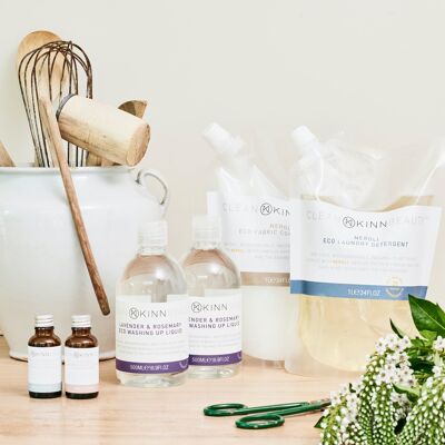 SMALL ECO-CLEANING AND LAUNDRY REFILLS BUNDLE- Lemongrass, Sweet orange & Neroli