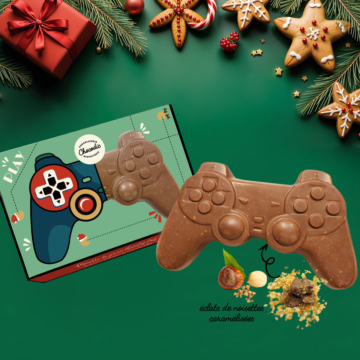 Crunchy milk chocolate handle | Christmas & Easter molding |Children's chocolate | Chocodic artisanal Christmas chocolate