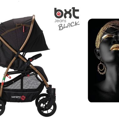 BXT JEANS BLACK large wheels - light stroller, foldable