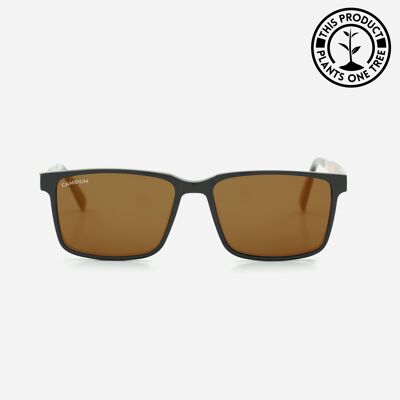 Kona | Rahmen aus recyceltem Kunststoff und Holz - Vintage Brown - Schwarz