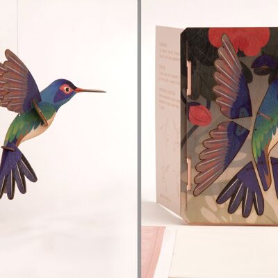 Colibri - Carte artisanale déco 3D