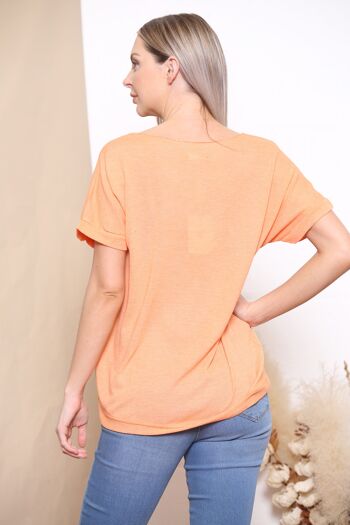 T-shirt pailleté coeur orange scintillant 3