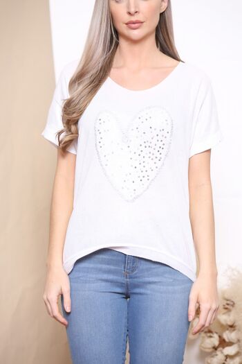 T-shirt scintillant cœur blanc à sequins 4