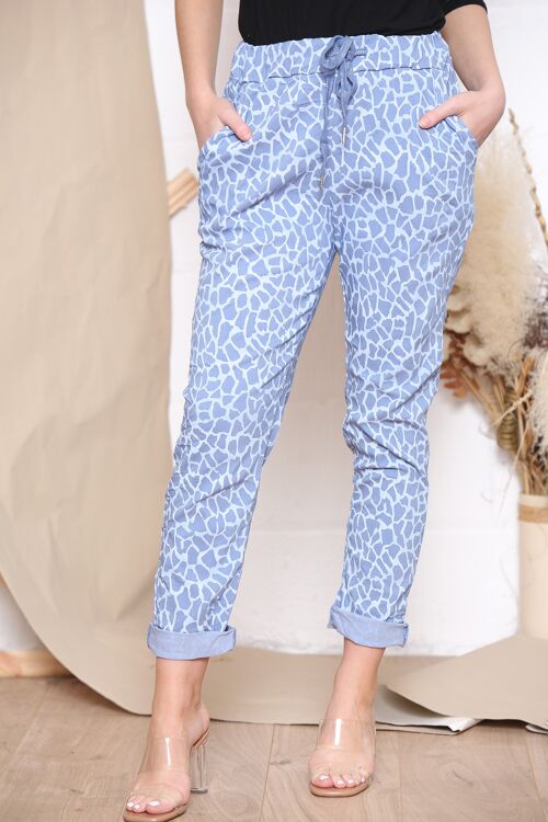 Denim blue crocodile print magic trousers