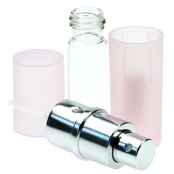 Atomiseur de poche rose transparent pour 8 ml + entonnoir argent en coffret cadeau 4