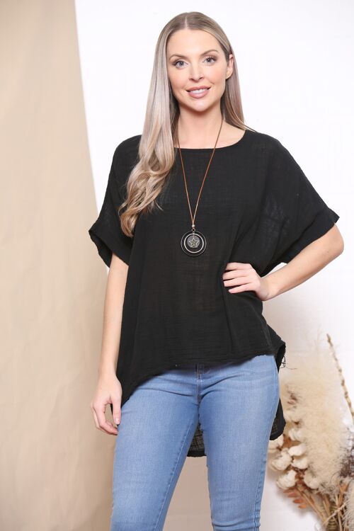 Black summer top with necklace
