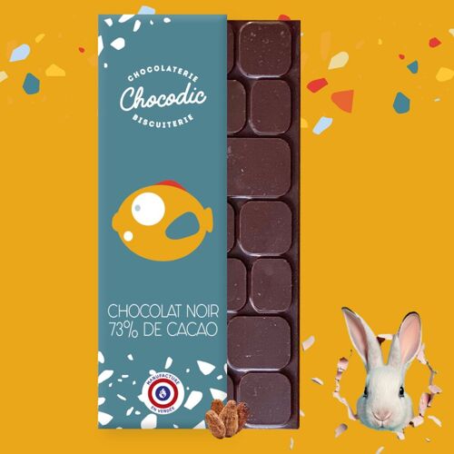 Chocodic - tablette chocolat noir 73% de cacao - chocolat de paques