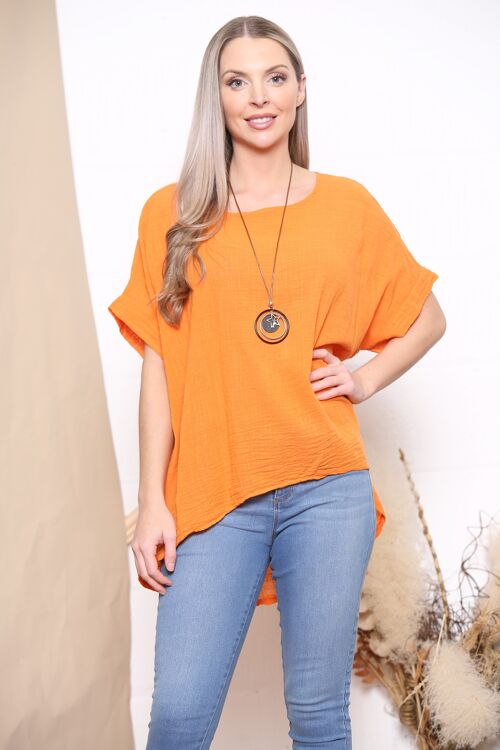 Orange summer top with necklace