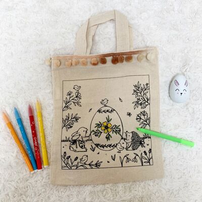 Easter coloring tote bag